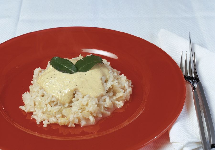 Risotto alle verze con fonduta