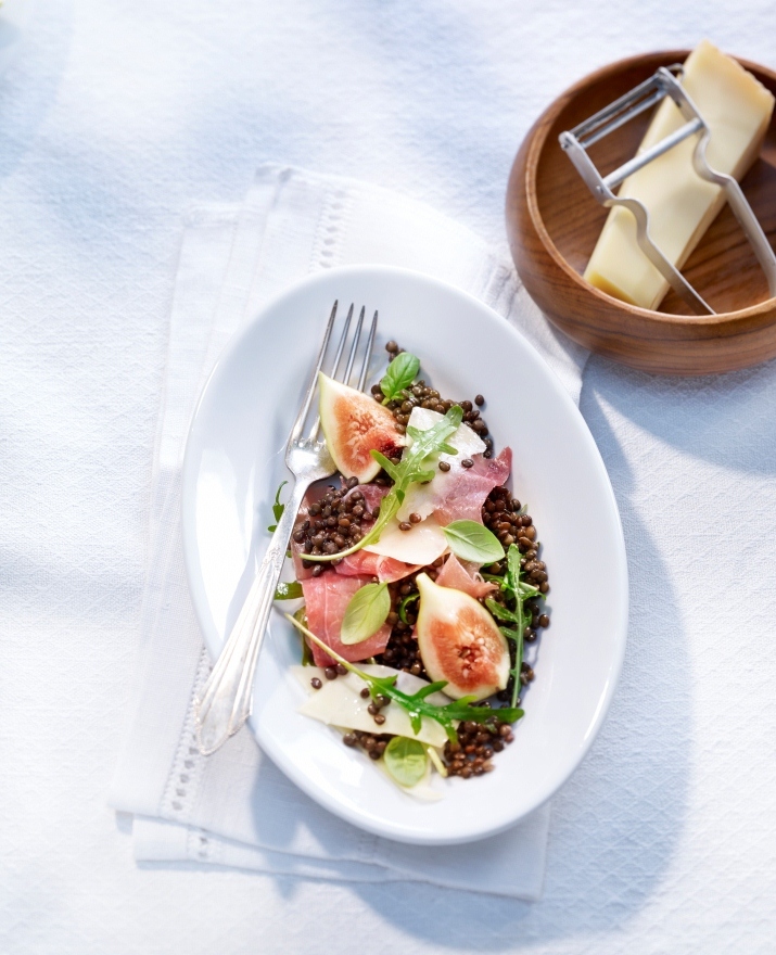 Insalata di lenticchie, con fichi e Le Gruyère DOP