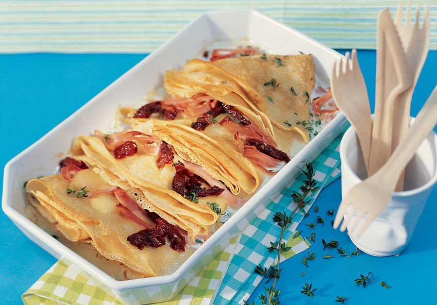 Crespelle gratinate al prosciutto e formaggio da Raclette